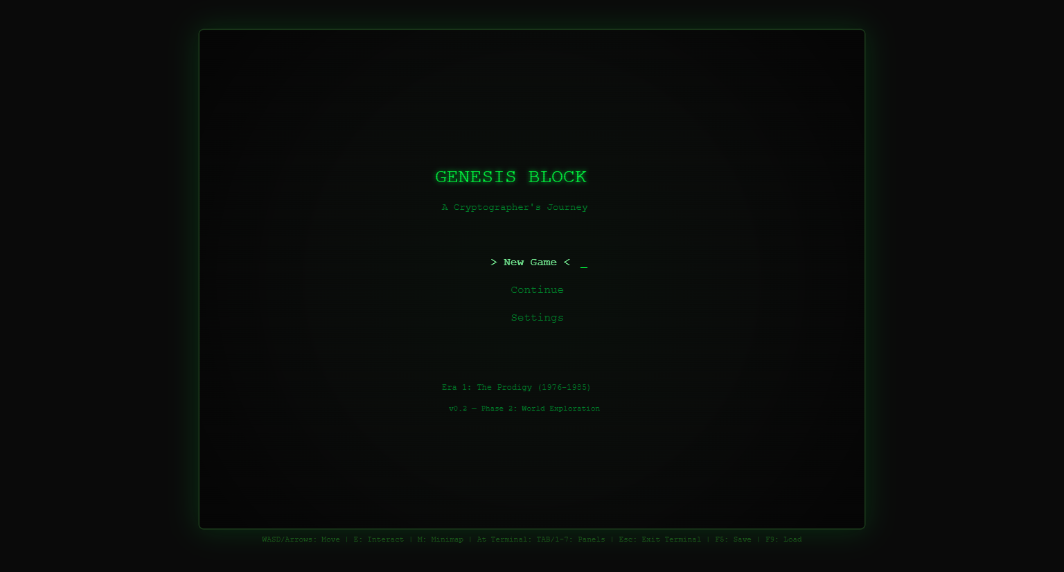 Genesis Block prototype screenshot